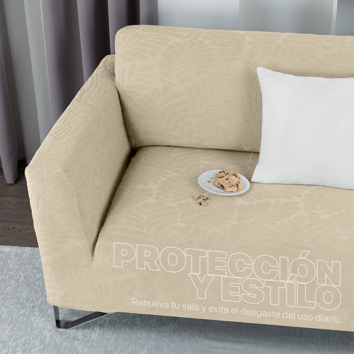 Foto 7 pulgar | Juego Protector Cubre Salas Real Textil Elástico Beige Ajustable 3 Piezas