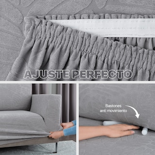 Foto 5 | Juego Protector Cubre Salas Real Textil Elástico Gris Ajustable 3 Piezas