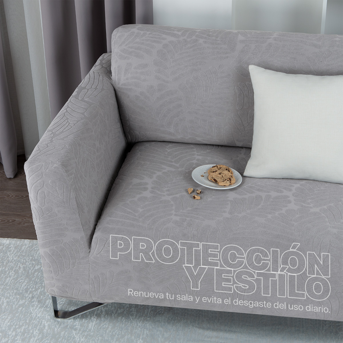 Foto 7 pulgar | Juego Protector Cubre Salas Real Textil Elástico Gris Ajustable 3 Piezas
