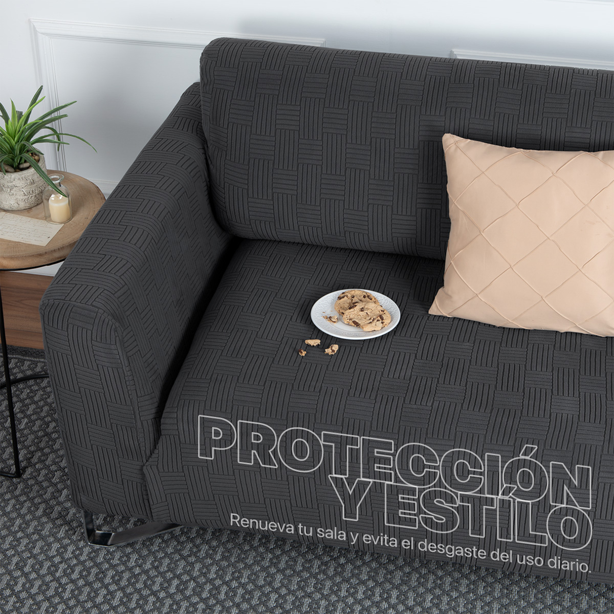Foto 7 pulgar | Juego Protector Cubre Salas Real Textil Elástico Gris Oxford Ajustable 3 Piezas