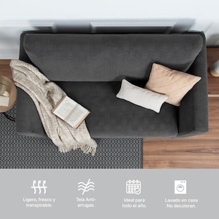 Foto 7 | Juego Protector Cubre Salas Real Textil Elástico Gris Oxford Ajustable 3 Piezas