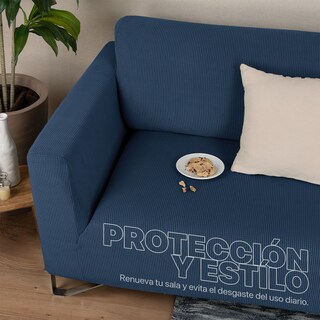 Foto 6 | Juego Protector Cubre Salas Real Textil Elástico Azul Oscuro Ajustable 3 Piezas