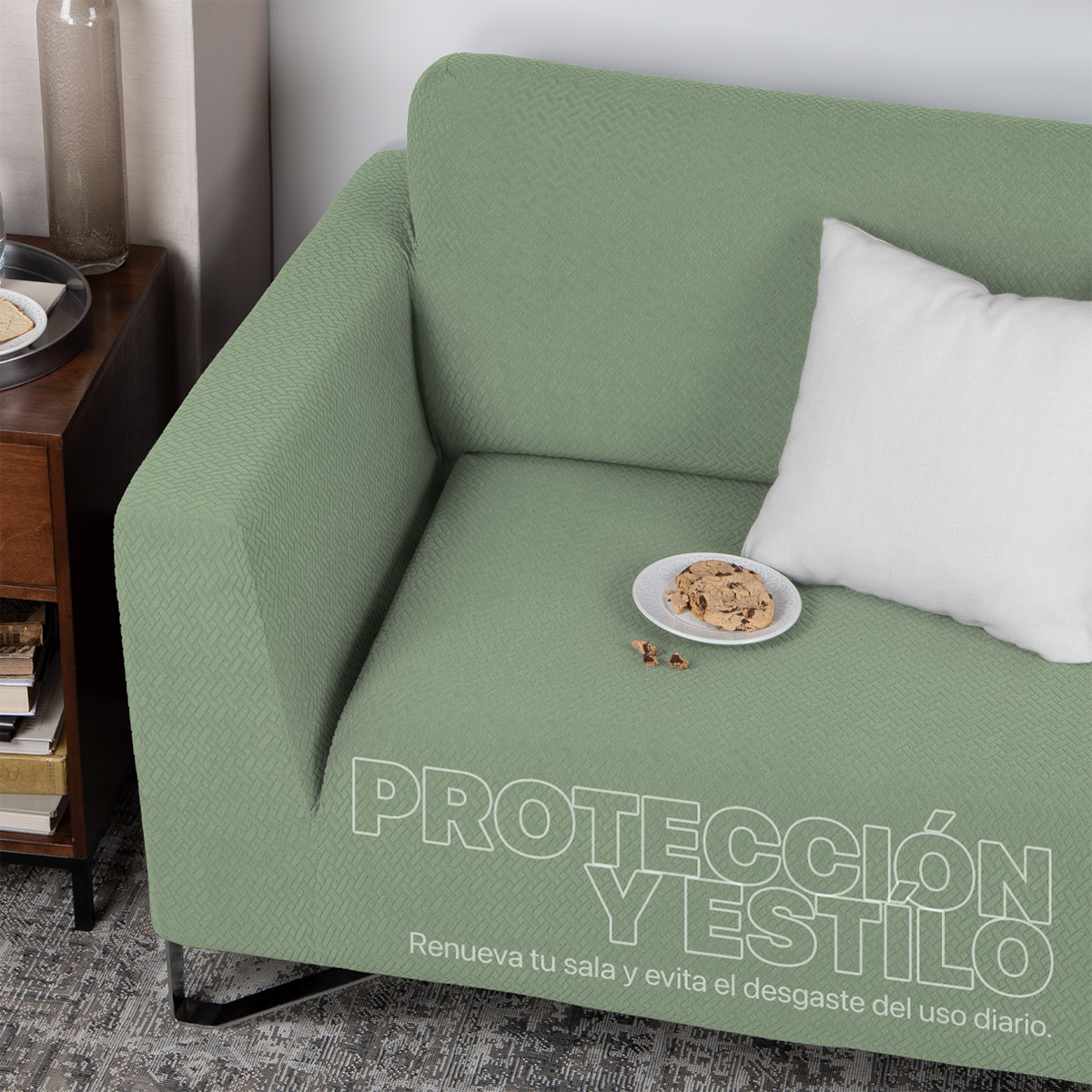 Foto 7 pulgar | Juego Protector Cubre Salas Real Textil Elástico Verde Menta Ajustable 3 Piezas