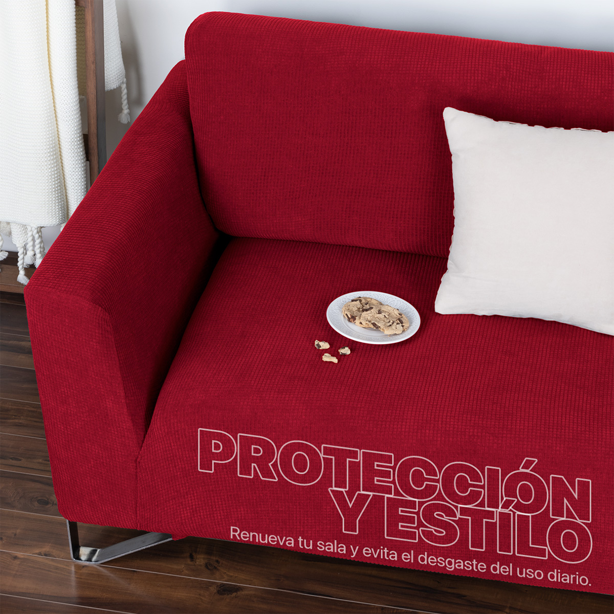 Foto 6 | Juego Protector Cubre Sala Real Textil Tinto Elástico Ajustable 3 Piezas