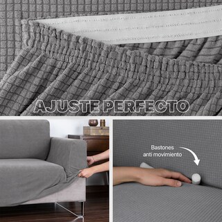 Foto 5 | Juego Protector Cubre Sala Real Textil Gris Elástico Ajustable 3 Piezas