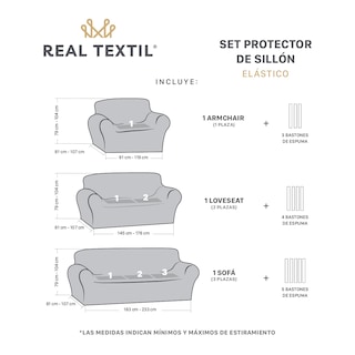 Foto 4 | Juego Protector Cubre Sala Real Textil Café Elástico Ajustable 3 Piezas