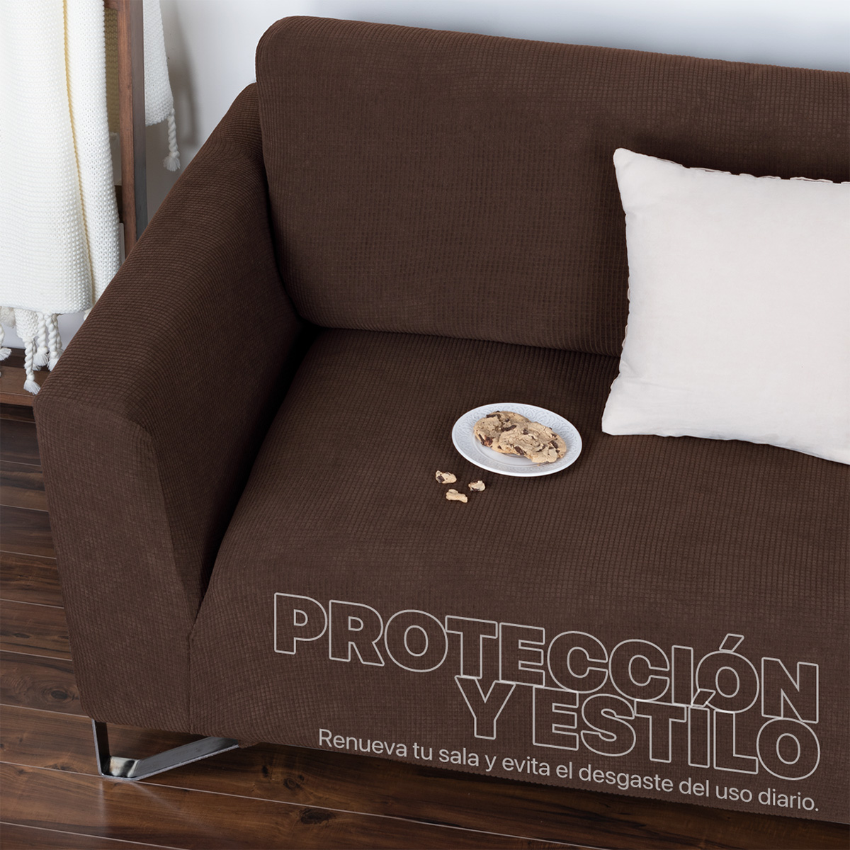 Foto 6 | Juego Protector Cubre Sala Real Textil Café Elástico Ajustable 3 Piezas