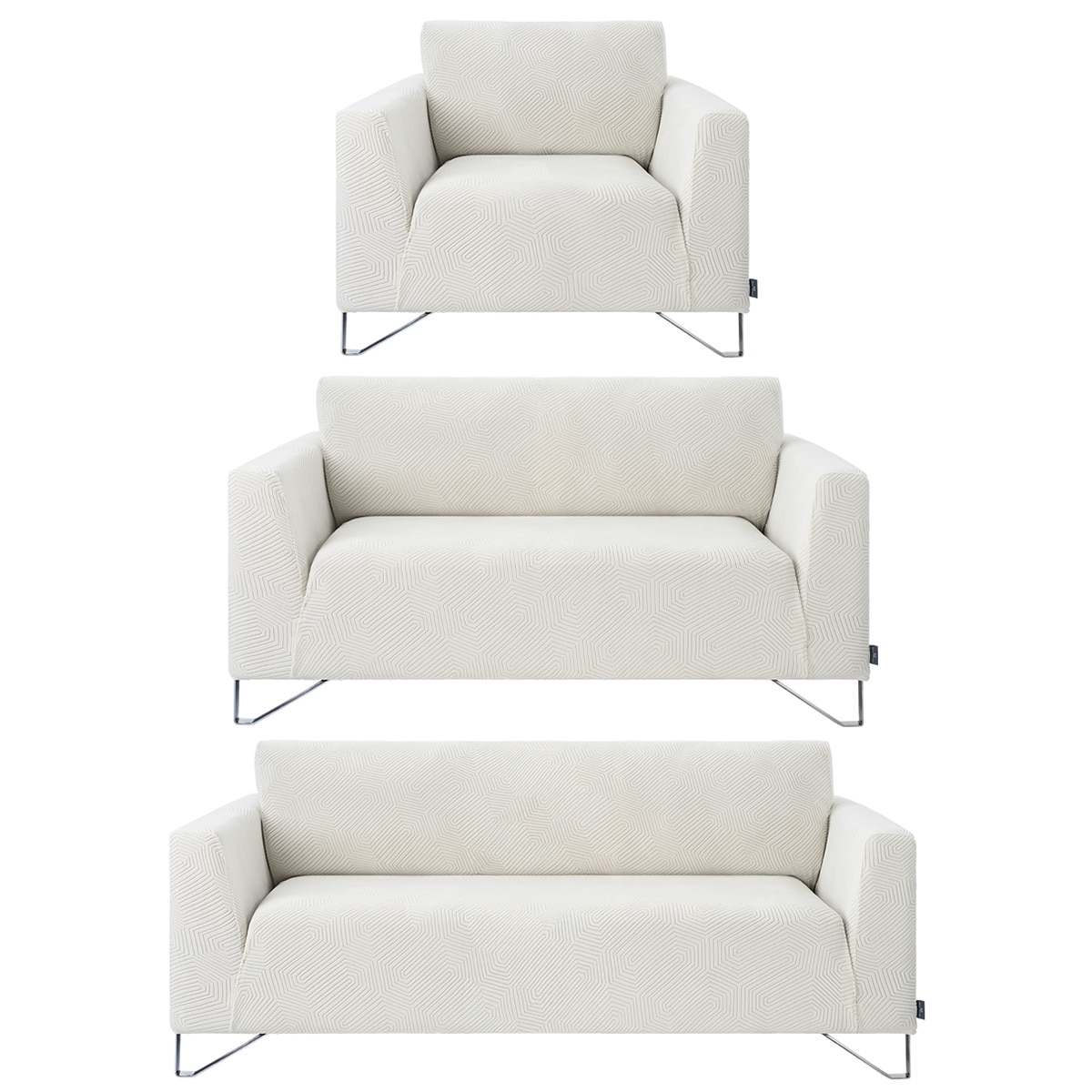 Juego Protector Cubre Salas Real Textil Elástico Marfil Ajustable 3 Piezas $1,429