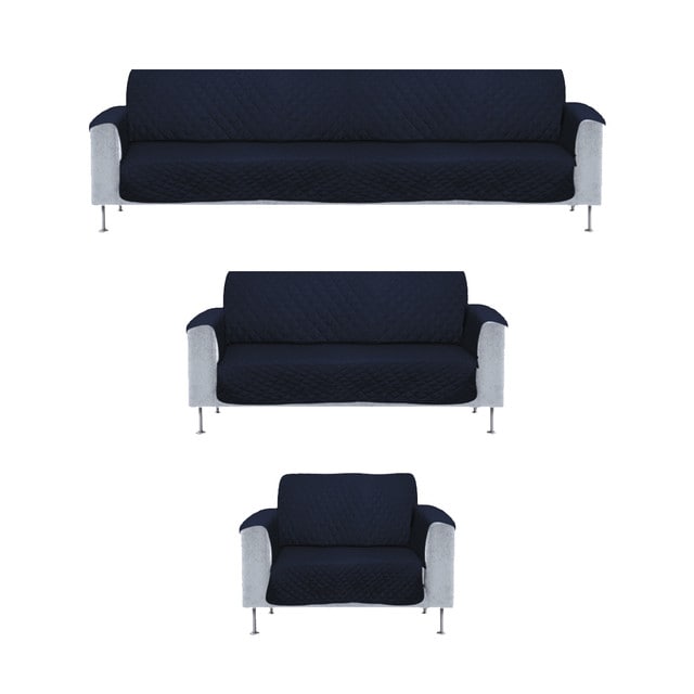 Cubre Sala Doble Vista 3 Fundas Lavables Couch Coat Beautifull Home Azul/gris Para Sillón 3 Plazas, Love Seat Y Sofá $2,599