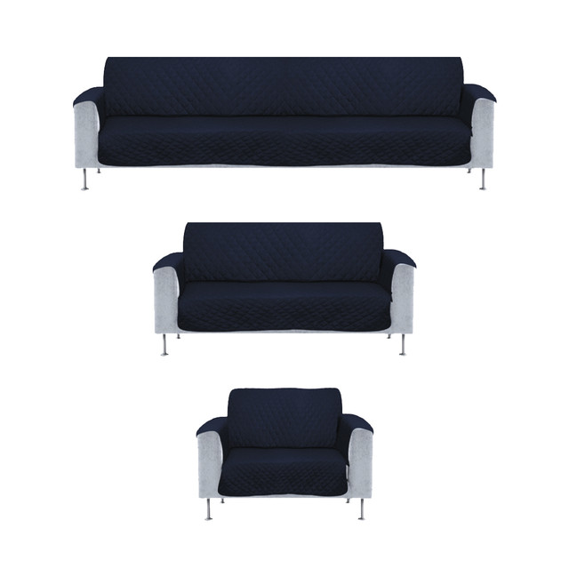 Foto 2 pulgar | Cubre Sala Doble Vista 3 Fundas Lavables Couch Coat Beautifull Home Azul/gris Para Sillón 3 Plazas, Love Seat Y Sofá