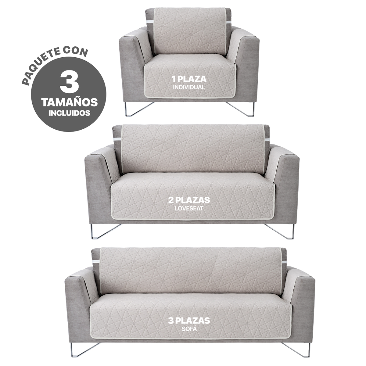 Foto 3 | Protector Cubresala Pinsonic Real Textil Arena / Marfil Doble Vista 3 Piezas