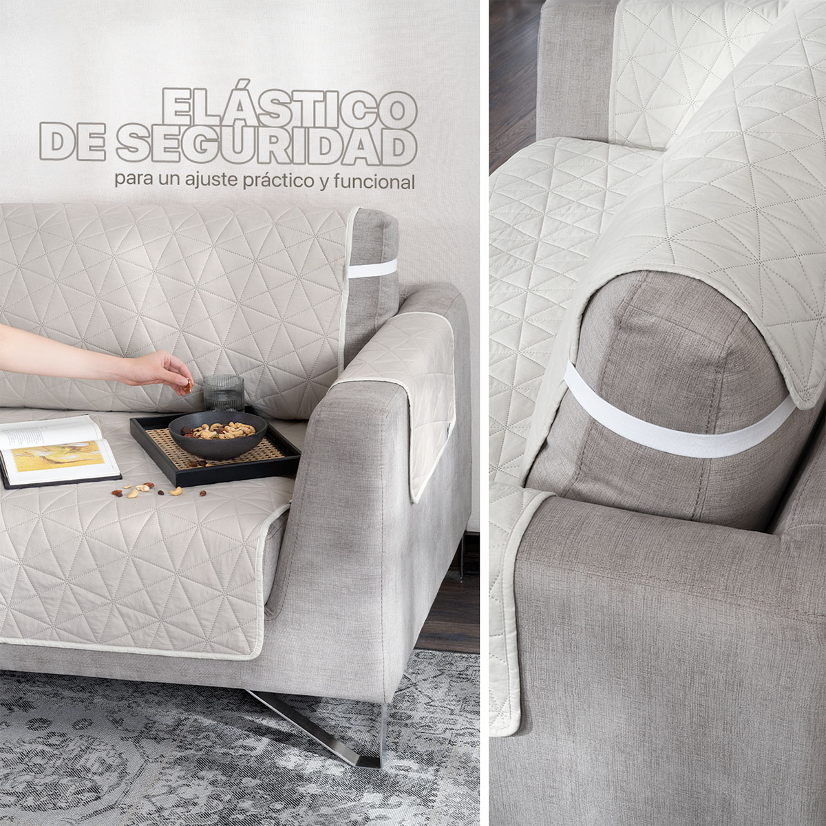 Foto 7 pulgar | Protector Cubresala Pinsonic Real Textil Arena / Marfil Doble Vista 3 Piezas