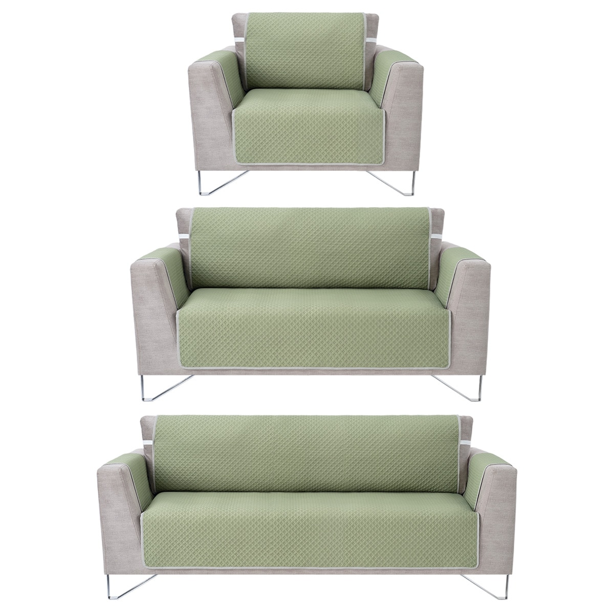 Protector Cubresala Pinsonic Real Textil Olivo / Gris Doble Vista 3 Piezas