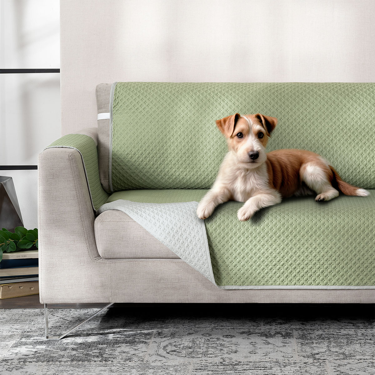 Foto 2 | Protector Cubresala Pinsonic Real Textil Olivo / Gris Doble Vista 3 Piezas