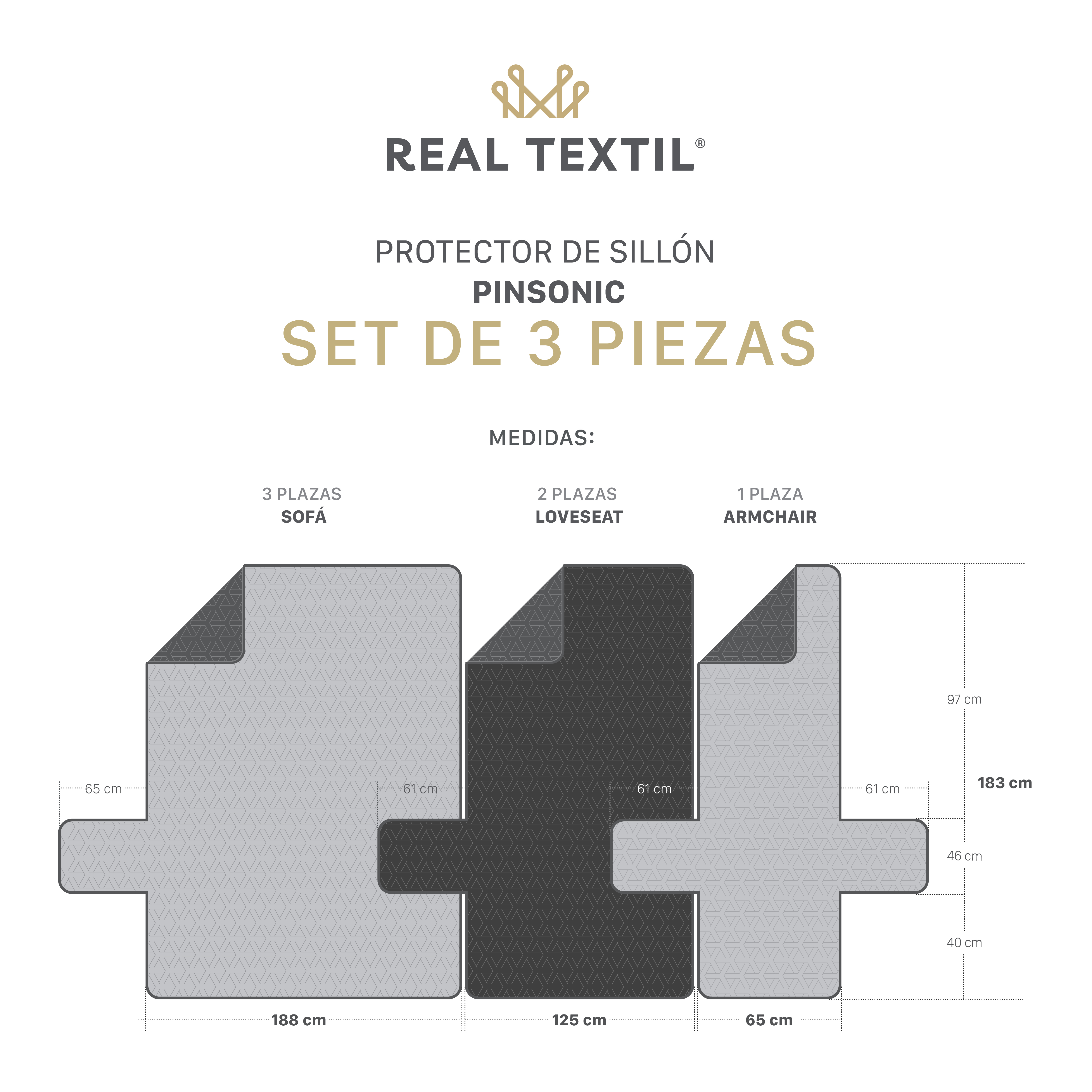 Foto 6 pulgar | Protector Cubresala Pinsonic Real Textil Olivo / Gris Doble Vista 3 Piezas