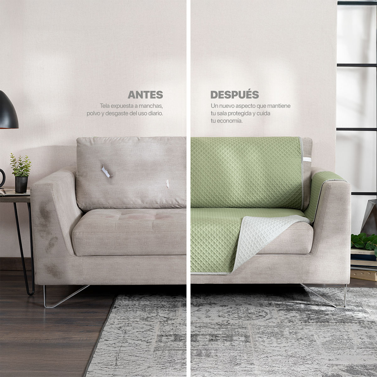 Foto 7 | Protector Cubresala Pinsonic Real Textil Olivo / Gris Doble Vista 3 Piezas