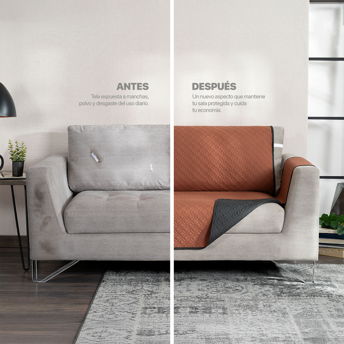 Foto 7 | Protector Cubresala Pinsonic Real Textil Chedrón / Grafito Doble Vista 3 Piezas