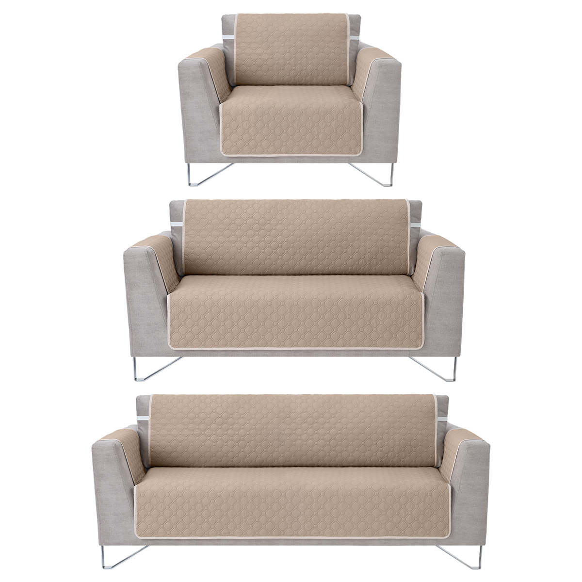 Foto 1 | Protector Cubresala Pinsonic Real Textil Khaki / Beige Doble Vista 3 Piezas