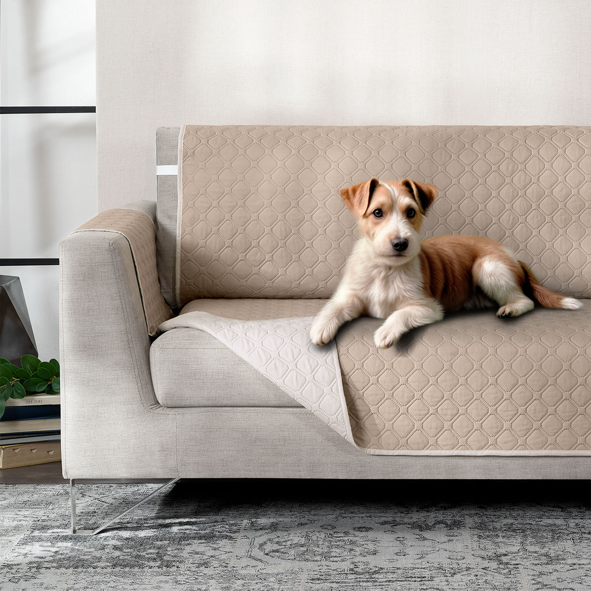 Foto 2 | Protector Cubresala Pinsonic Real Textil Khaki / Beige Doble Vista 3 Piezas
