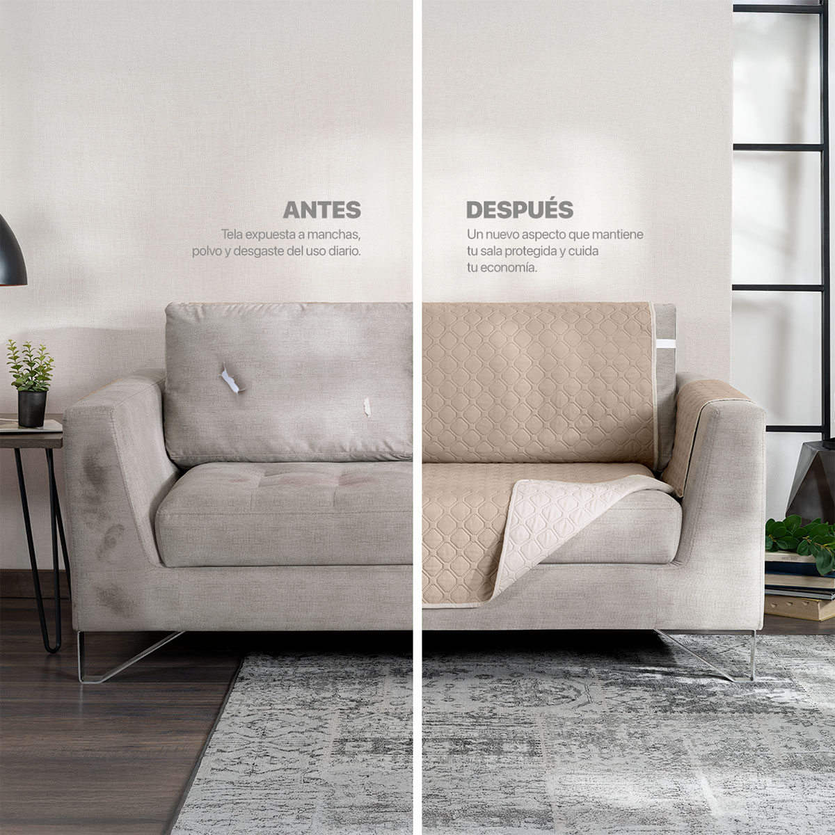 Foto 7 | Protector Cubresala Pinsonic Real Textil Khaki / Beige Doble Vista 3 Piezas