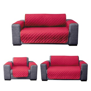 Foto 1 | Protector De Sala Para Sillón Rebeca Rombos Rojo/gris Oxford Set De 3 Piezas