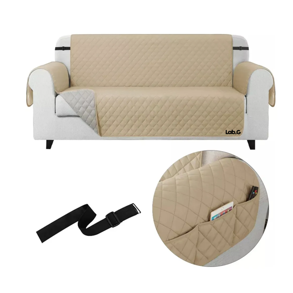 Foto 2 | Protector Cubre Sala Lab.g Sofá Funda Sillón 3-plaza Con Bolsillo Beige