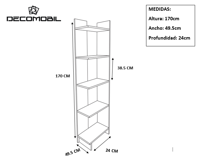 Foto 7 | Librero Esquinero Genérico LB2-180X45 color Marrón