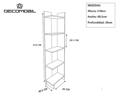 Foto 7 | Librero Esquinero Genérico LB2-180X45 color Marrón