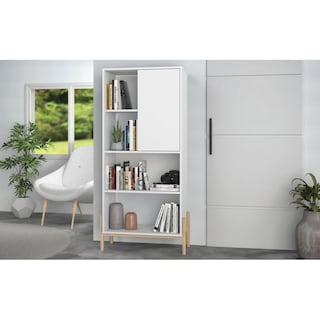 Foto 2 | Librero Minimalista Midtown Concept color Blanco Organizador con Puerta y Estantes Amplios