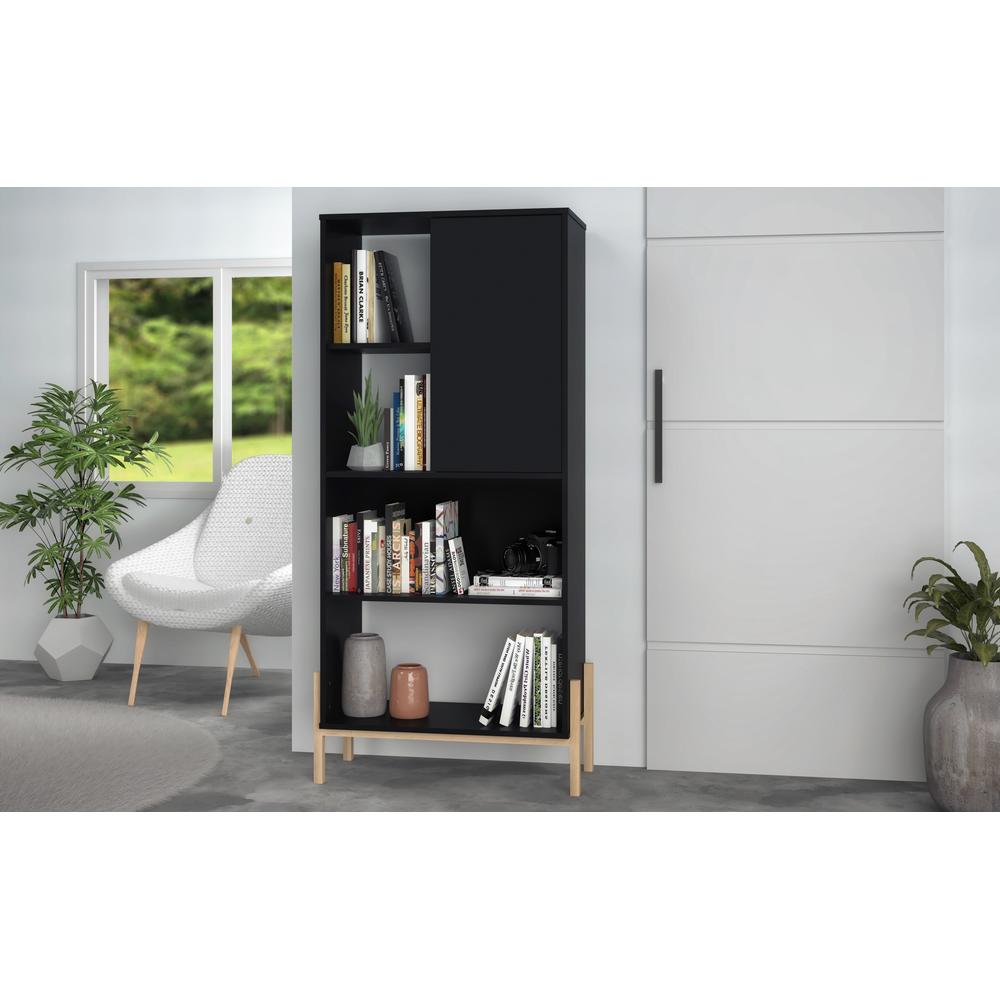 Foto 2 | Librero Minimalista Midtown Concept Organizador con Puerta y Estantes Amplios Blanco/Negro