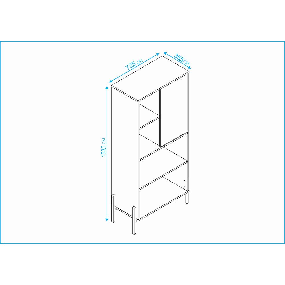 Foto 4 pulgar | Librero Minimalista Midtown Concept Organizador con Puerta y Estantes Amplios Blanco/Negro