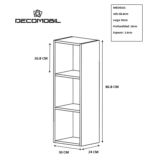 Foto 3 | Librero Genérico CUB-TRIPLE-86X30 color Marrón 3 Niveles