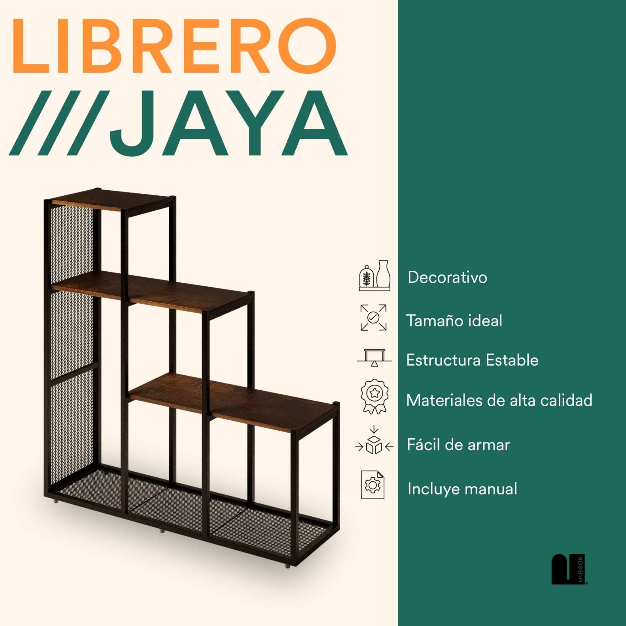 Foto 2 | Estantería Librero Mubson Jaya con 4 Repisas Madera Café