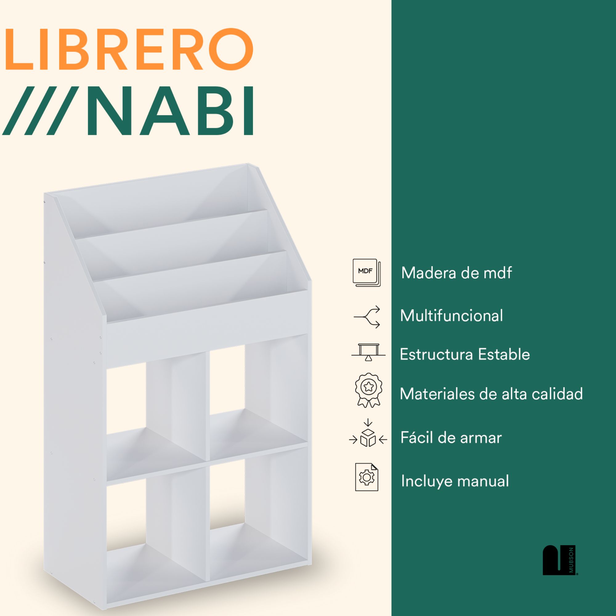 Foto 3 pulgar | Librero para Niños Mubson Juguetero Organizador Nabi color Blanco