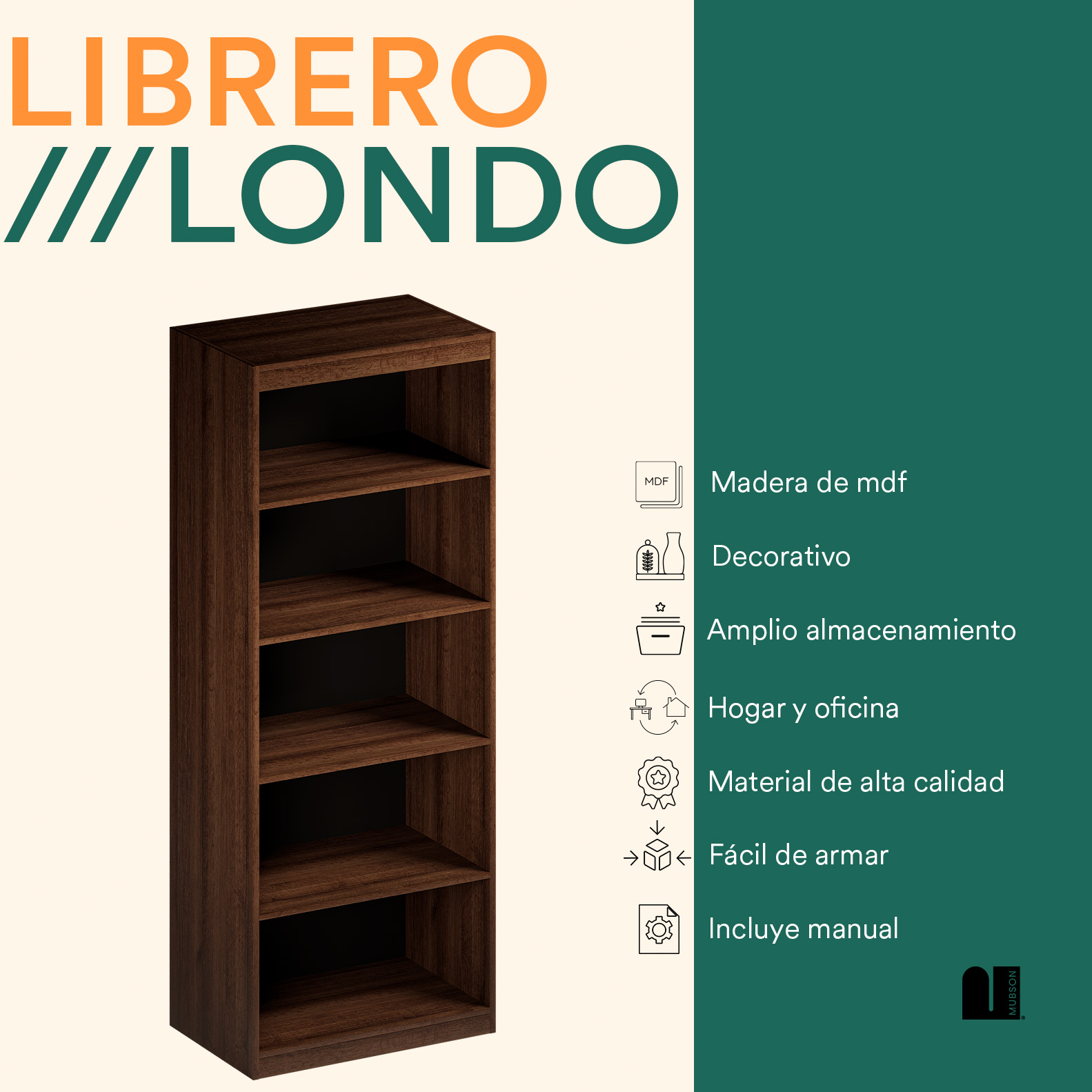 Foto 2 | Librero Con 4 Repisas Mubson. Organizador Londo