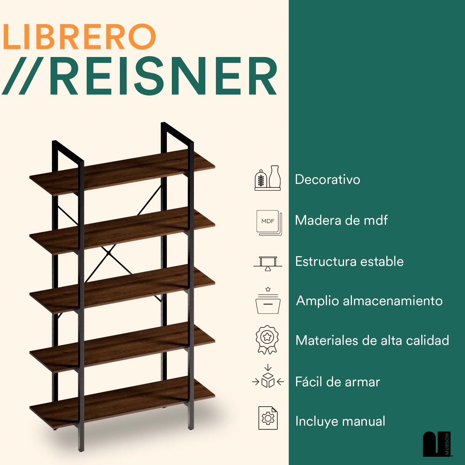 Foto 3 pulgar | Librero Con 5 Repisas Mubson. Estatntería  Reisner