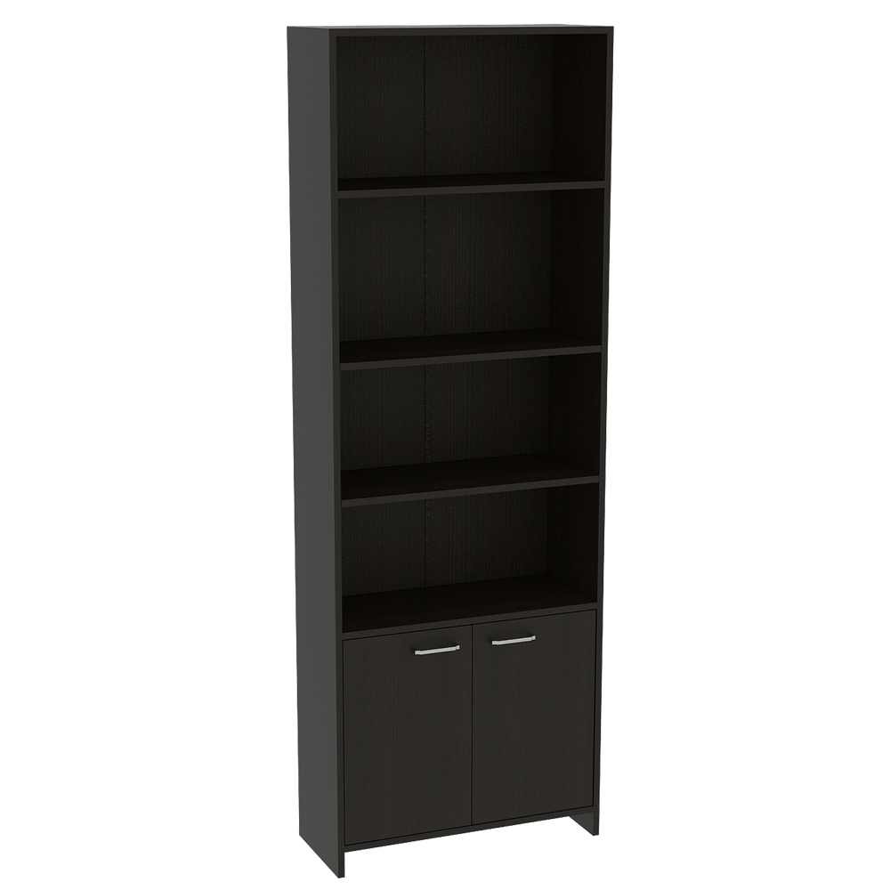 Librero Milán Wengue con Dos Puertas Abatibles y Cuatro Entrepaños Virtual Muebles