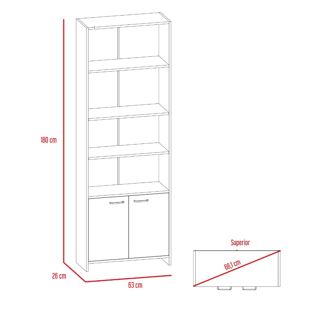 Foto 8 | Librero de Madera 1.8 m Excelsior Blanco