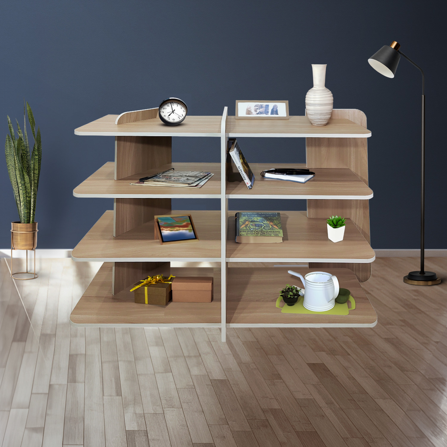 Foto 7 | Librero Bajo Reggo Moderno Mueble Organizador Oficina color Roble