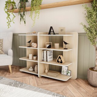 Foto 8 | Librero Bajo Reggo Moderno Mueble Organizador Oficina color Roble