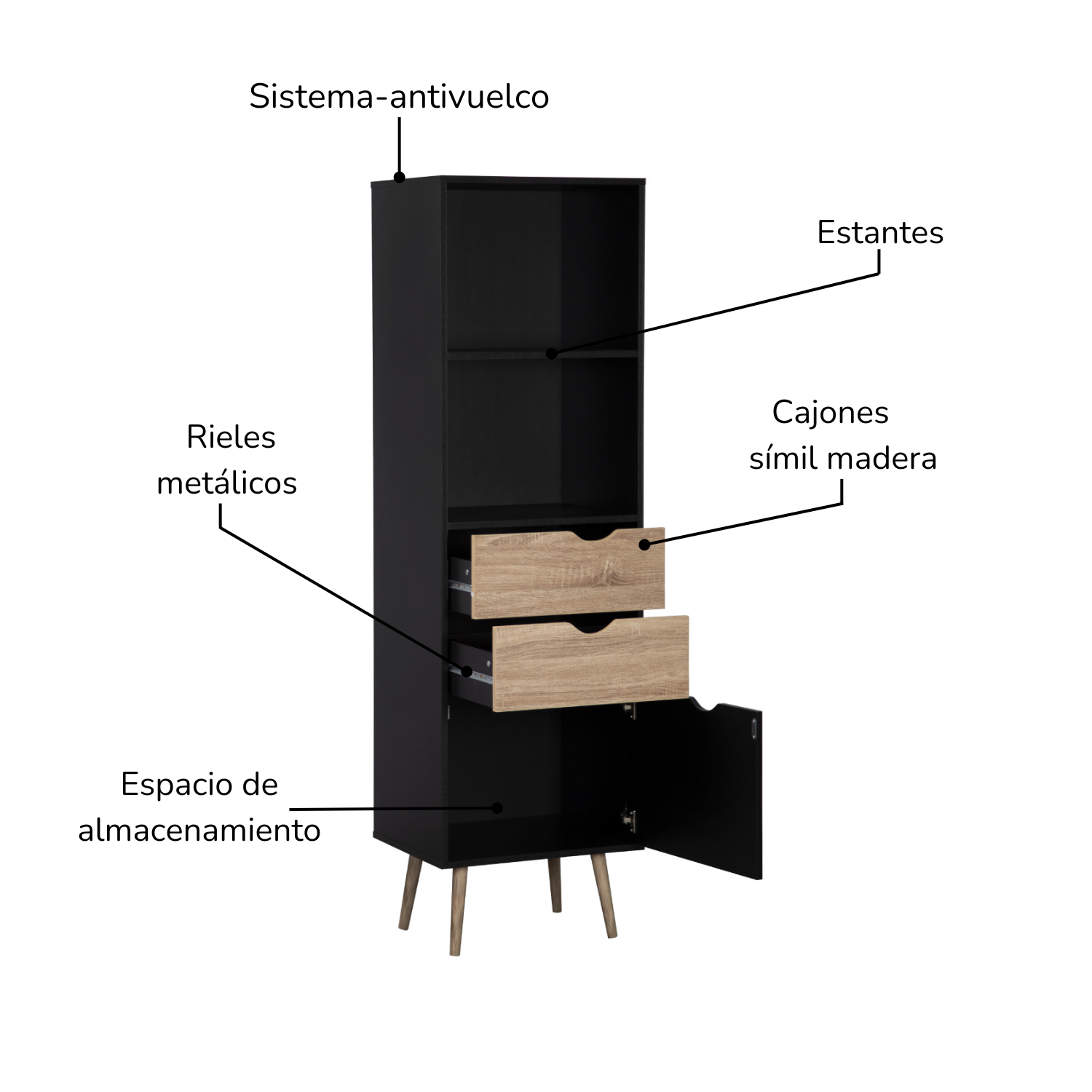 Foto 6 pulgar | Librero Vertical Top Living Gotemburgo Black Nórdico Negro