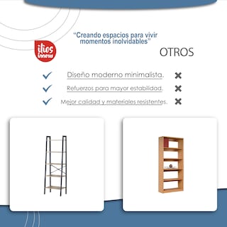 Foto 7 | Librero Organizador Ilios Innova L5e-caf/gdx Color Café 5 Estantes Reforzada