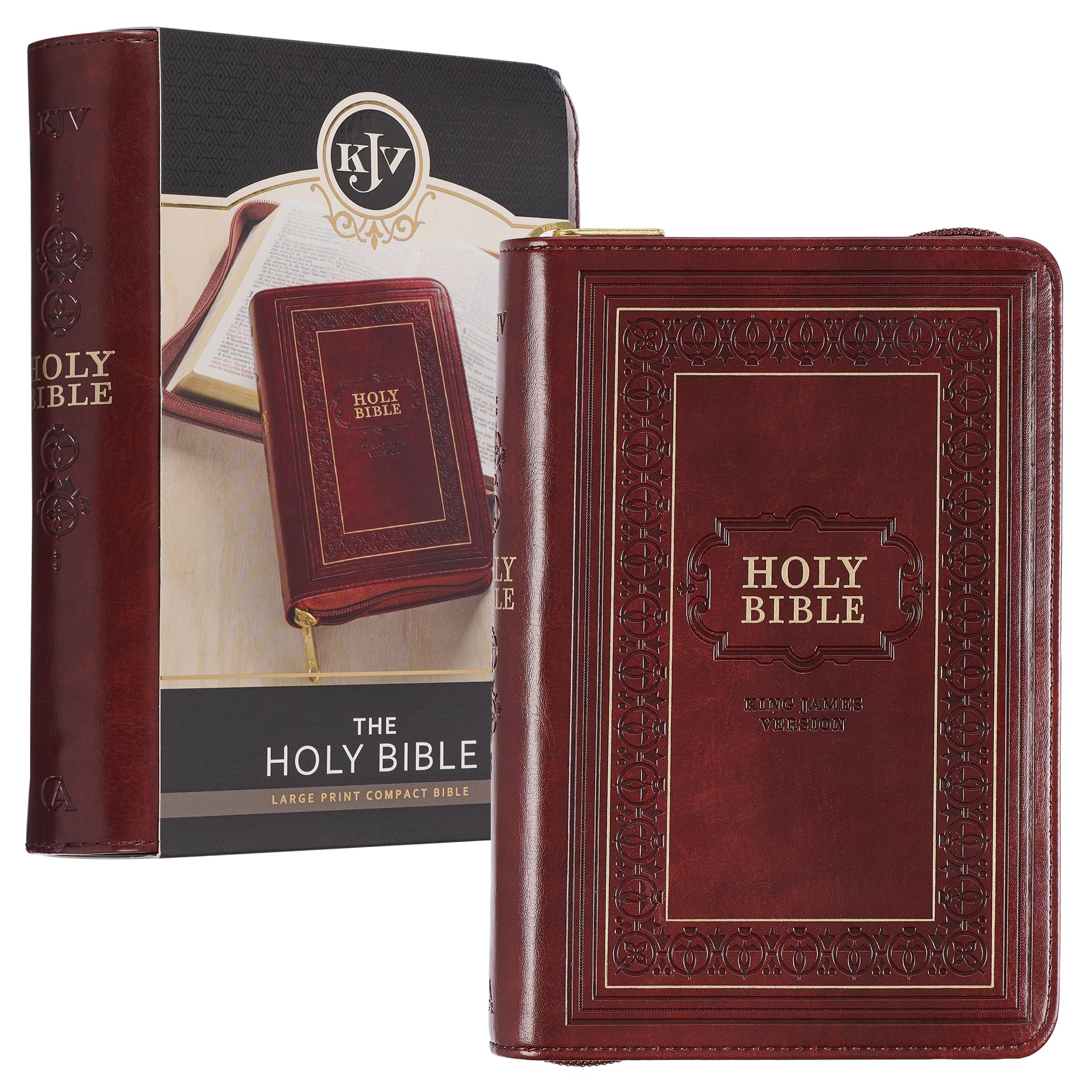 Bible Christian Art Gifts Kjv Con Impresión Grande Compacta, Color Burdeos - Venta Internacional.