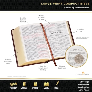 Foto 2 | Bible Christian Art Gifts Kjv Con Impresión Grande Compacta, Color Burdeos - Venta Internacional.