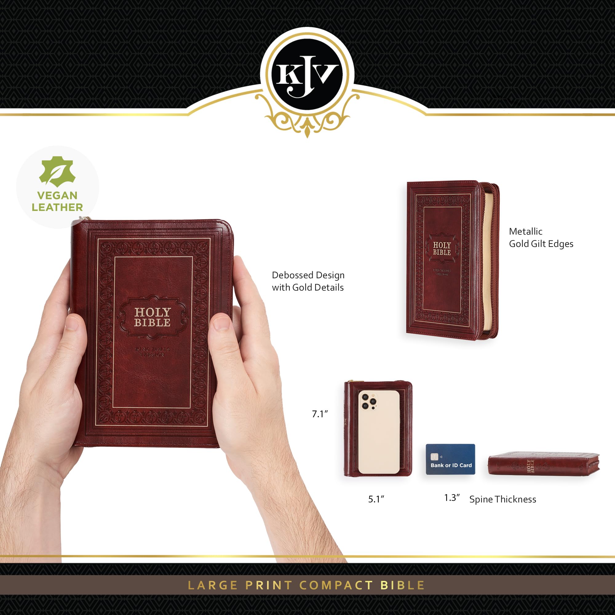 Foto 4 pulgar | Bible Christian Art Gifts Kjv Con Impresión Grande Compacta, Color Burdeos - Venta Internacional.