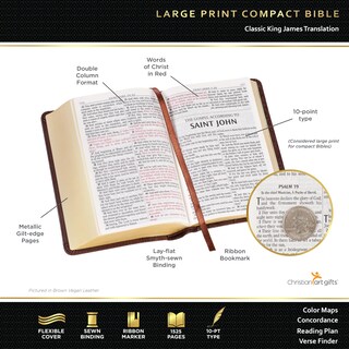 Foto 2 | Bible Christian Art Gifts Kjv Compact, Piel Con Estampado Grande - Venta Internacional.