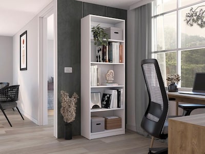 Foto 1 | Librero Home, Blanco Duqueza, Con Cinco Entrepaños