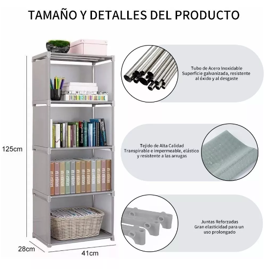 Foto 4 pulgar | Librero Organizador Cubos Multiuso Ahorra Espacio 5 Niveles Color Gris