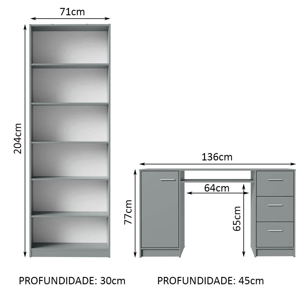 Foto 4 pulgar | Kit Estante Librero Madesa 6908 Y Organizador 9400 Gris