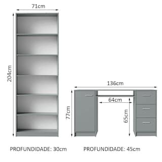Foto 3 | Kit Estante Librero Madesa 6908 Y Organizador 9400 Gris